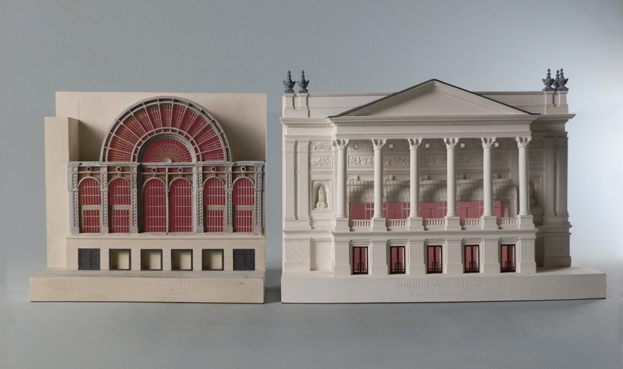 Purchase  The Royal Opera House & Floral Hall, Covent Garden London, England, Matched Pair of Bookends, handmade in plaster by Timothy Richards.