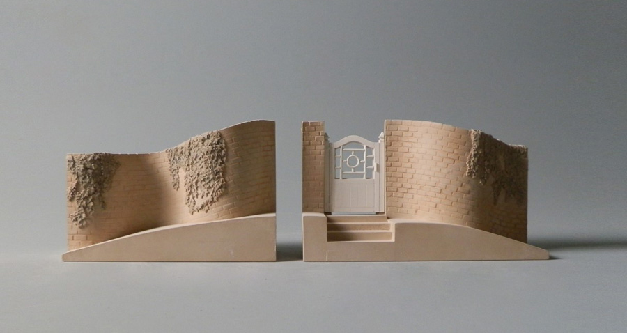 Purchase The Serpentine Wall University of Virginia, USA, Matched Pair of Bookends, handmade in plaster by Timothy Richards.