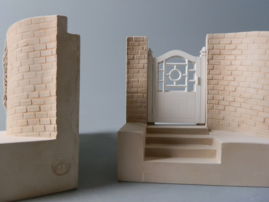 Purchase The Serpentine Wall University of Virginia, USA, Matched Pair of Bookends, handmade in plaster by Timothy Richards.